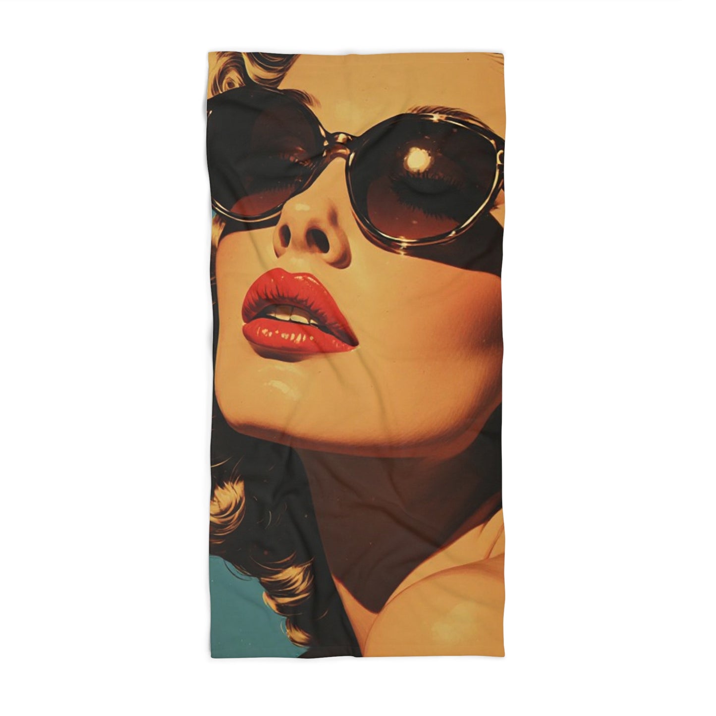 Vintage Sunglasses Model Glamour Shot Beach Towel | Retro Print Towel 2 Sizes