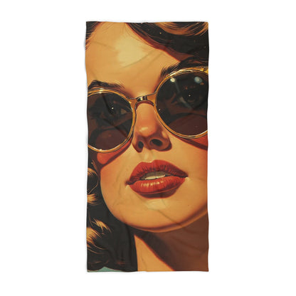 Pop Art Retro Beach Towel | Vintage Style Glamour Model Art Print Towel 2 Sizes