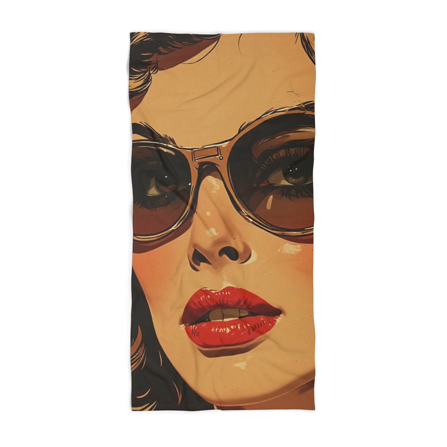 Vintage Sunglasses Model Glamour Art Beach Towel | Retro Art Print Towel 2 Sizes