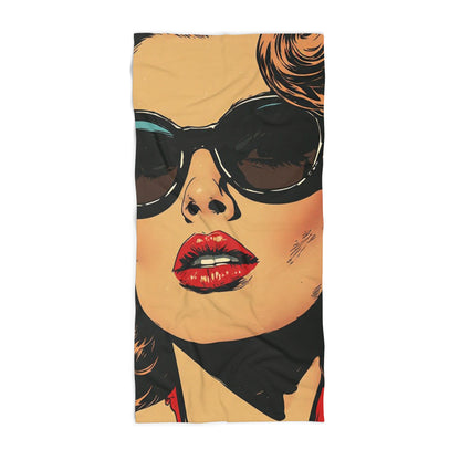 Pop Art Retro Closeup Beach Towel Vintage Glamour Model Art Print Towel 2 Sizes