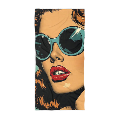 Sunglasses Model Vintage Glamour Art Beach Towel | Retro Art Print Towel 2 Sizes