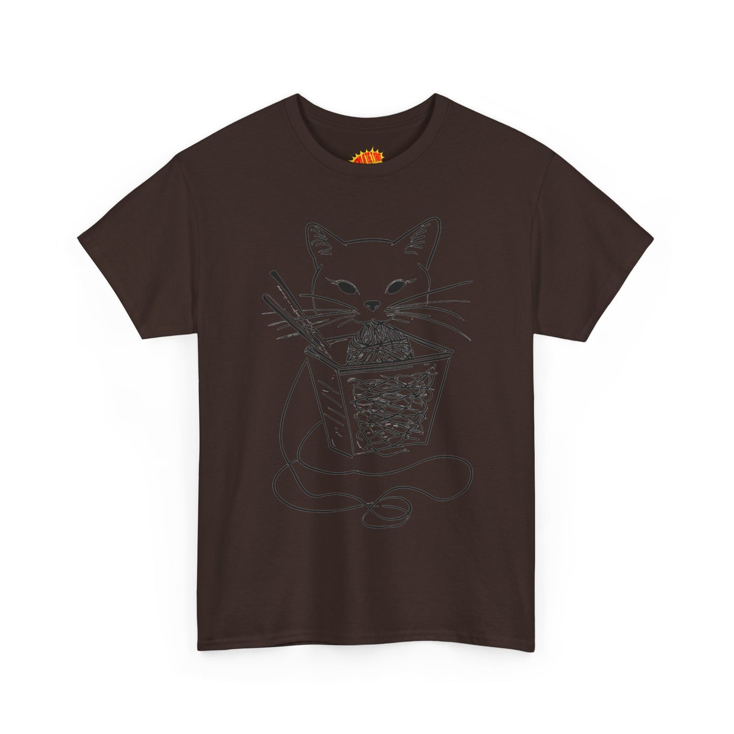 Cat w/Noodles Line Art Drawing Tee Shirt *Multiple Colors*
