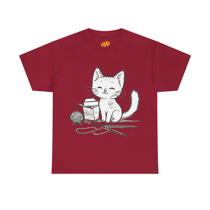 White Cat w/Takeout Yarn Art Tee Shirt