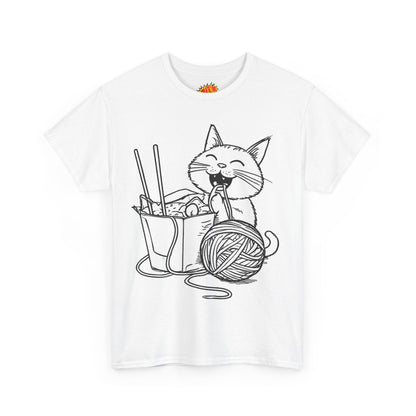 Happy Cat w/Noodles + Yarn Art Tee Shirt
