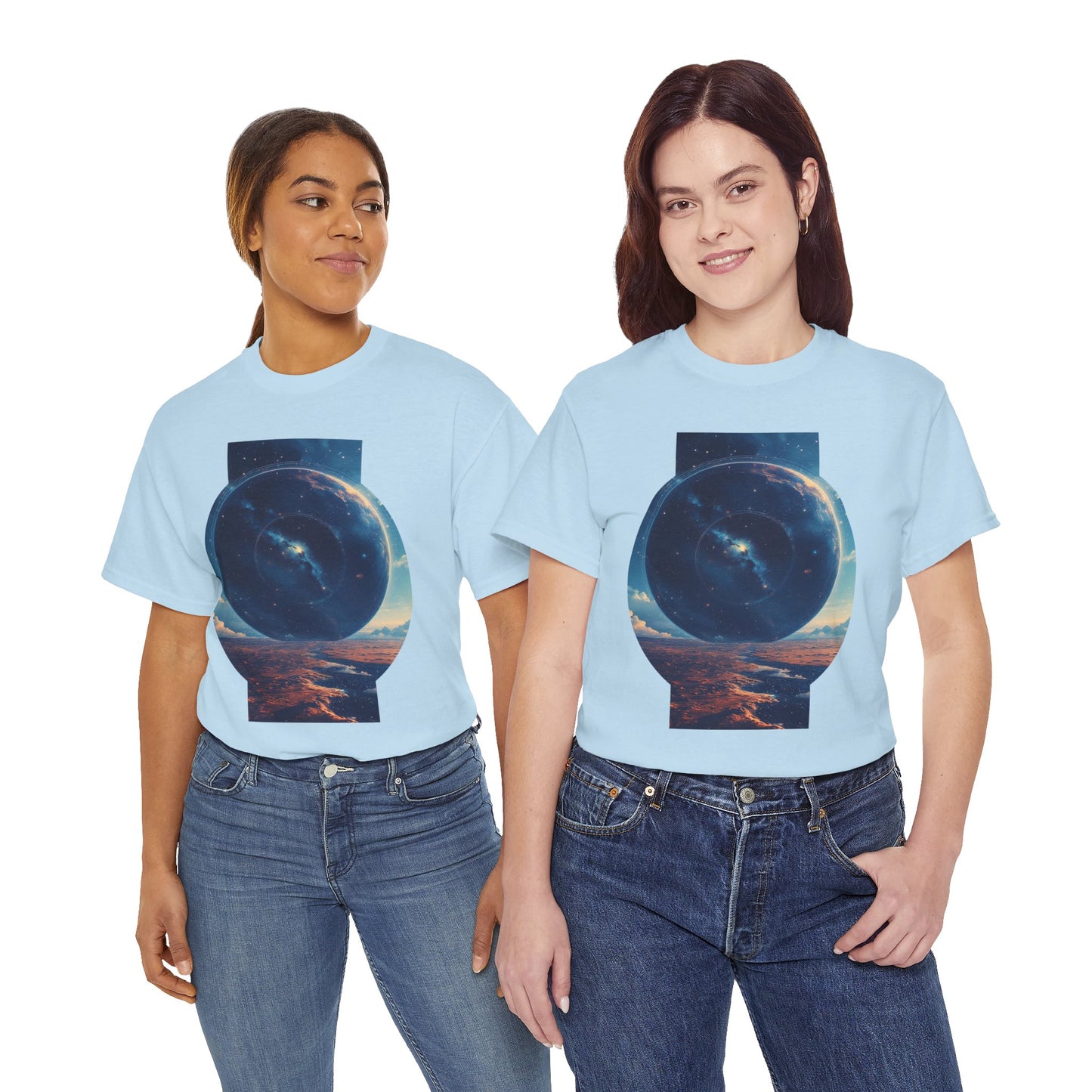 Round Galaxy Space Graphic Art Tee Shirt *Multiple Colors*