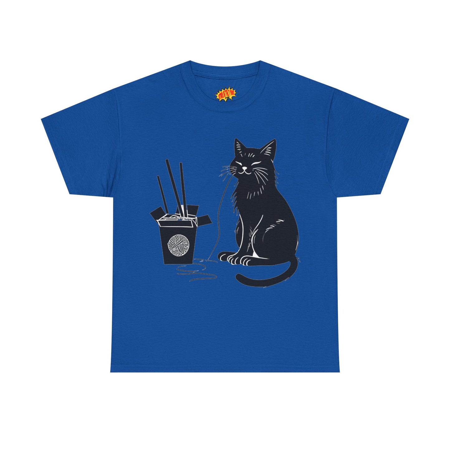 Black Cat w/Takeout Yarn Art Tee Shirt *Multiple Colors*