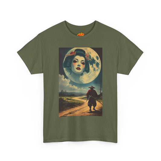 Samurai w/Geisha Full Moon T-Shirt *Multiple Colors*