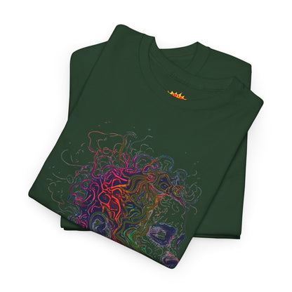 Multicolor Line Drawing Human Graphic Art Tee Shirt