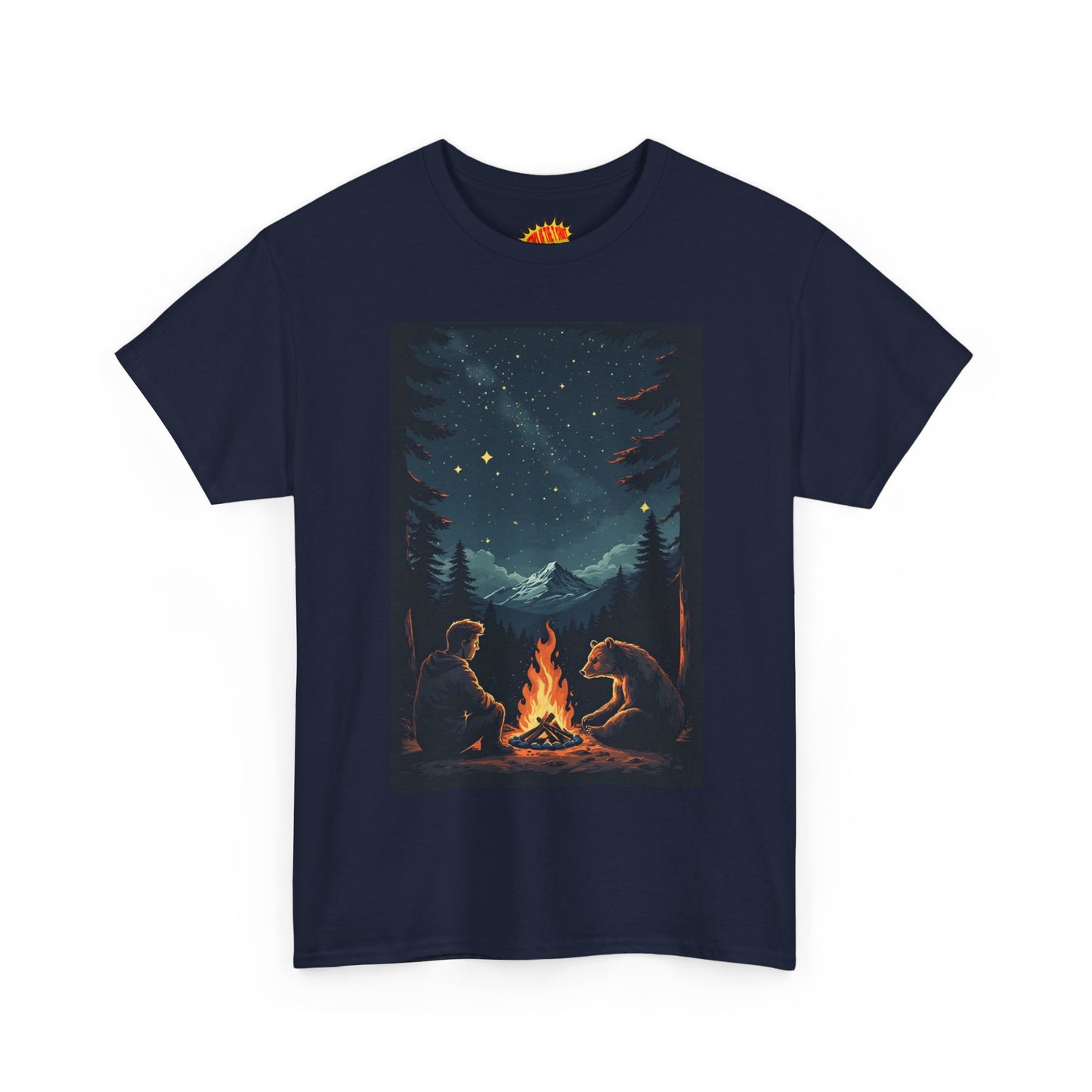 Mountain Man w/Bear Campfire Scene T-Shirt *Multiple Colors*