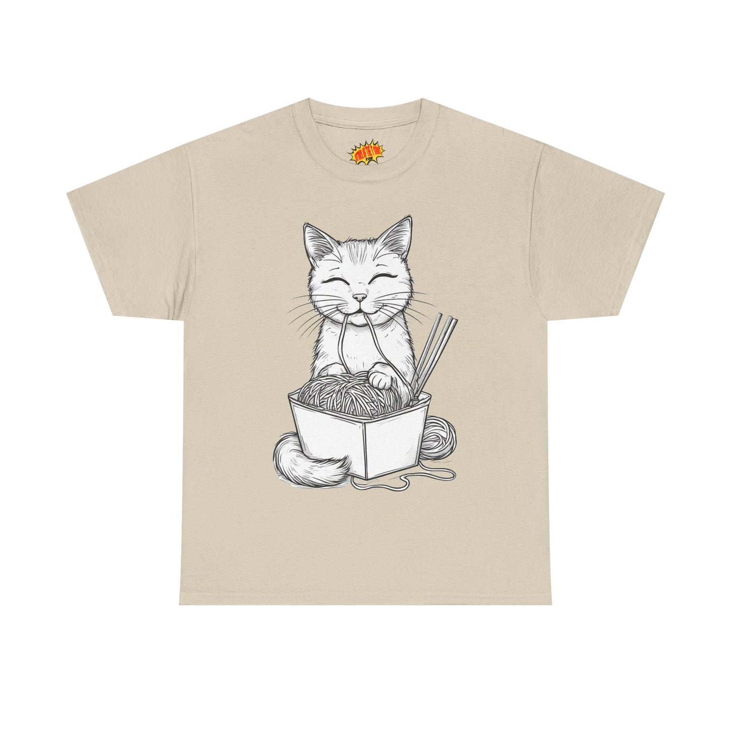 Cat w/Noodles Drawing Art Tee Shirt *Multiple Colors*