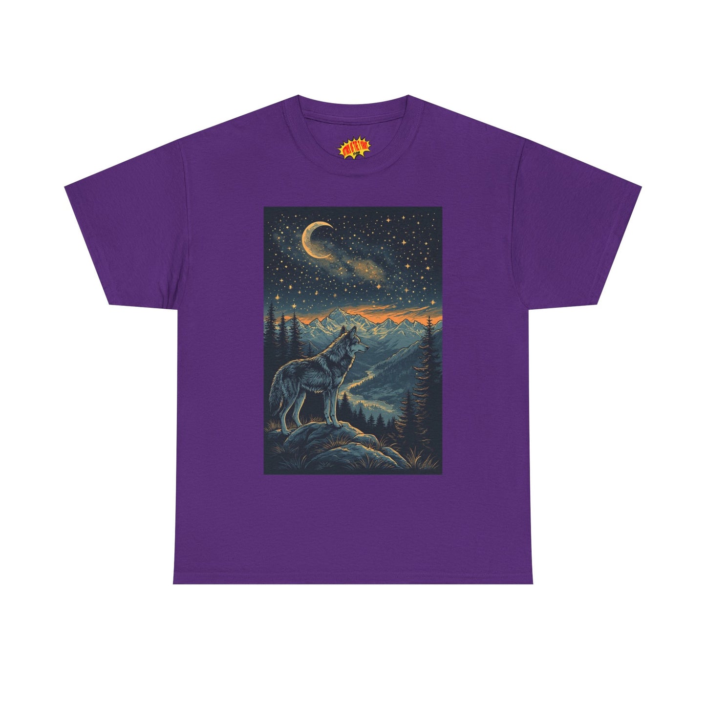 Mountain Wolf Sliver Moon Scene T-Shirt *Multiple Colors*