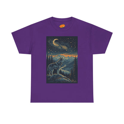 Mountain Wolf Sliver Moon Scene T-Shirt