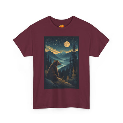 Sitting Grizzly Bear Full Moon Scene T-Shirt