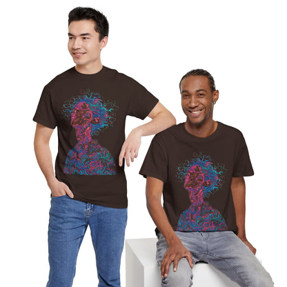 Line Drawing Multicolor Human Graphic Art Tee Shirt