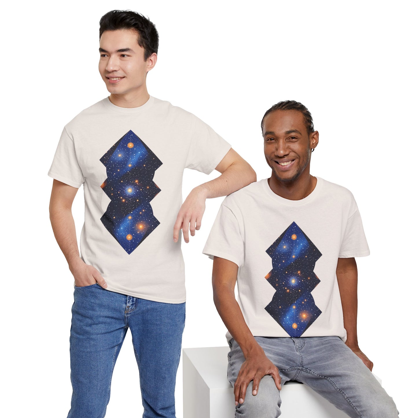 Geometric Shaped Galaxy Graphic Space Art Tee Shirt *Multiple Colors*