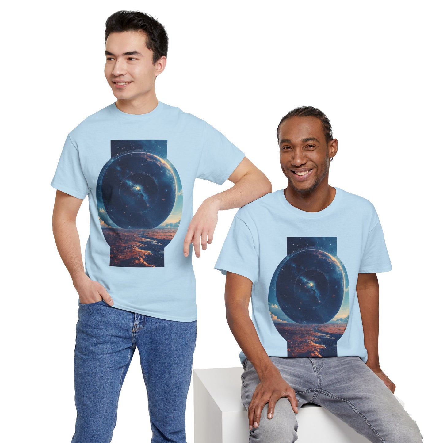 Round Galaxy Space Graphic Art Tee Shirt *Multiple Colors*