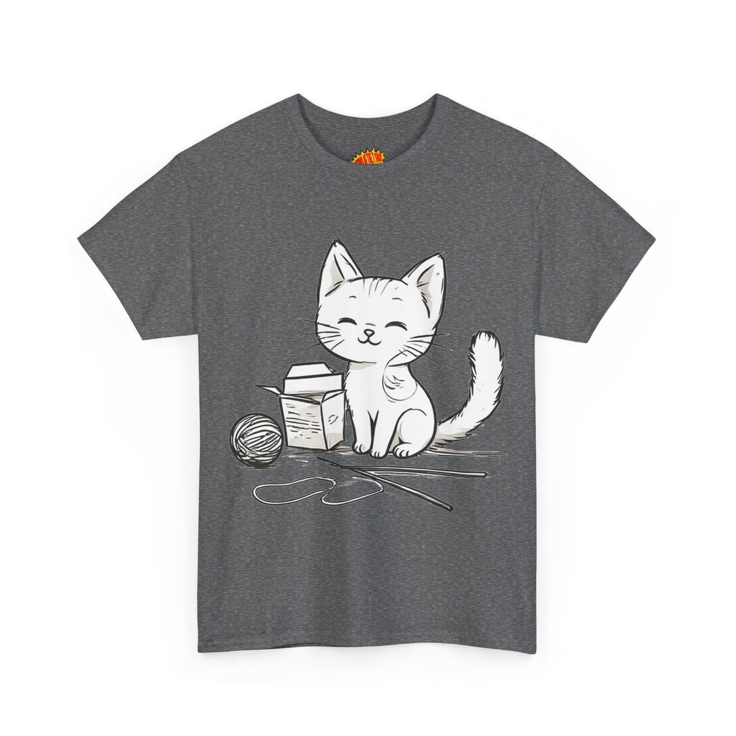 White Cat w/Takeout Yarn Art Tee Shirt *Multiple Colors*