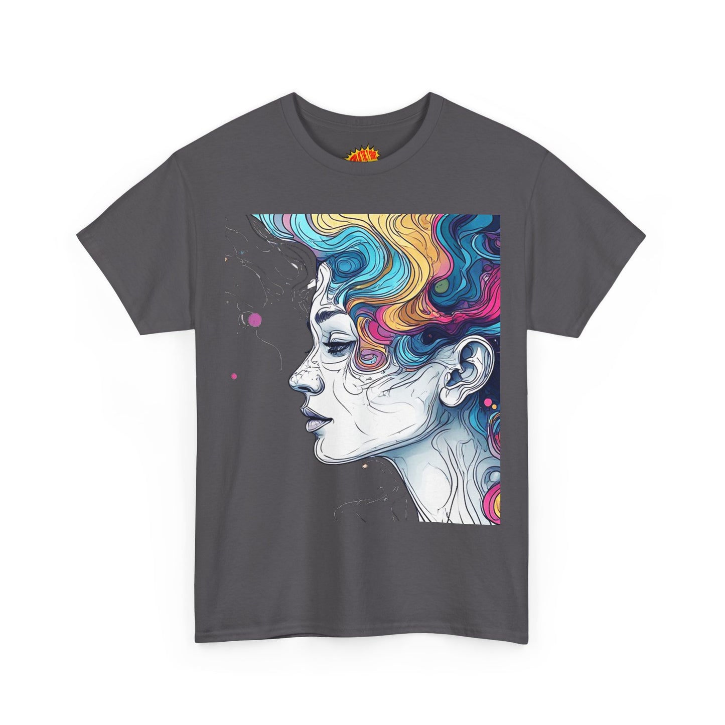 Face w/Color Hair Graphic Art Tee Shirt *Multiple Colors*