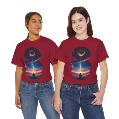 Cosmic Meditation w/Planet Space Graphic Art Tee Shirt