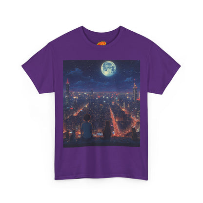Anime City Neon Night Scene w/Cats T-Shirt