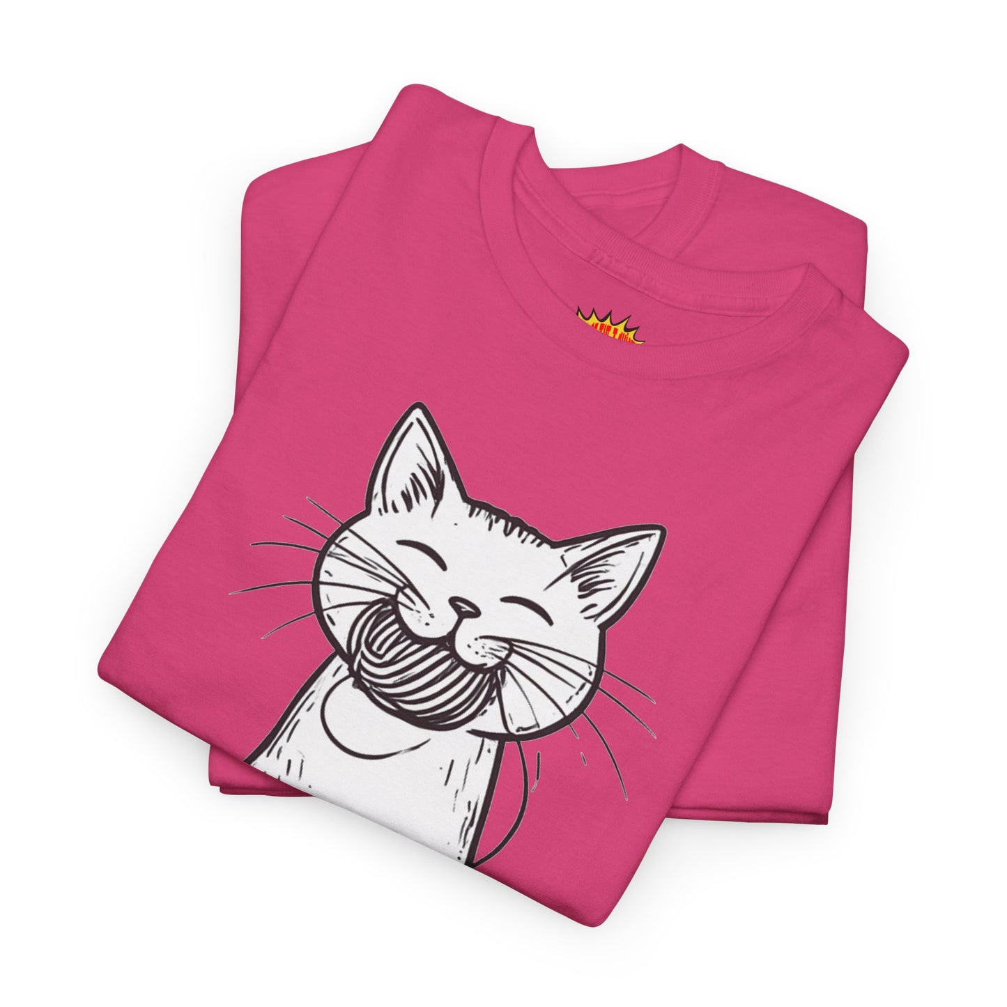 Cat w/Yarn Ball Takeout Art Tee Shirt *Multiple Colors*