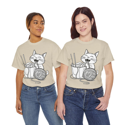 Happy Cat w/Noodles + Yarn Art Tee Shirt