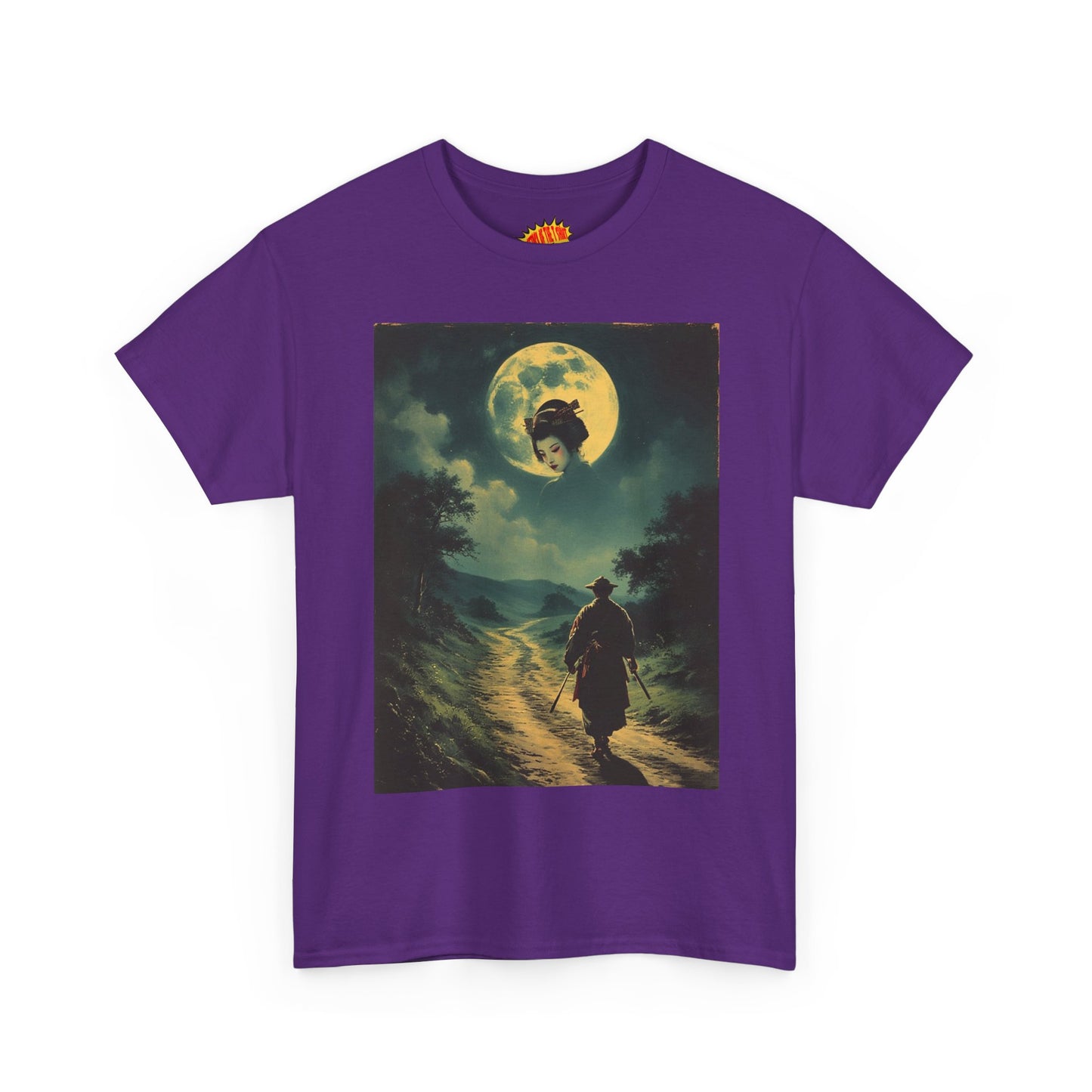 Travelling Samurai w/Moon Geisha Woman T-Shirt *Multiple Colors*