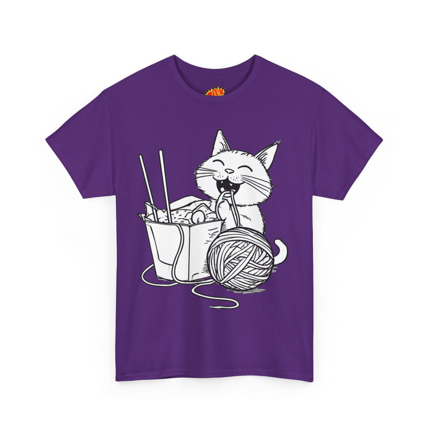 Happy Cat w/Noodles + Yarn Art Tee Shirt *Multiple Colors*