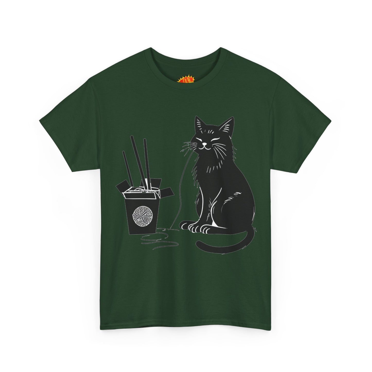 Black Cat w/Takeout Yarn Art Tee Shirt *Multiple Colors*