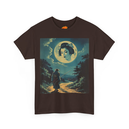 Travelling Samurai w/Full Moon Geisha Woman T-Shirt