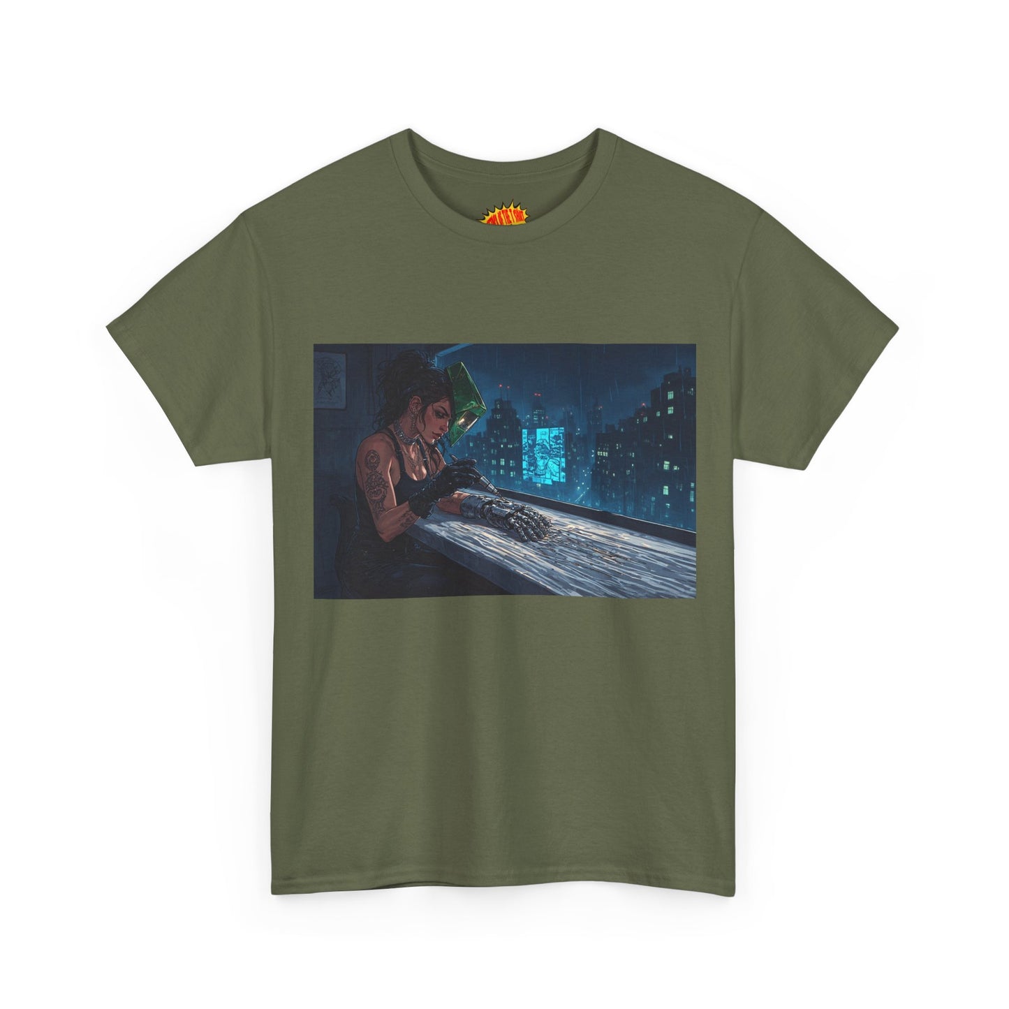 Cyberpunk Women w/Cybernetic Hand Scene T-Shirt *Multiple Colors*