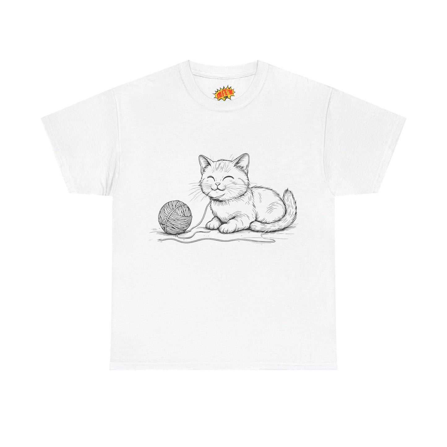 Cat w/Yarn Ball Line Drawing Tee Shirt *Multiple Colors*