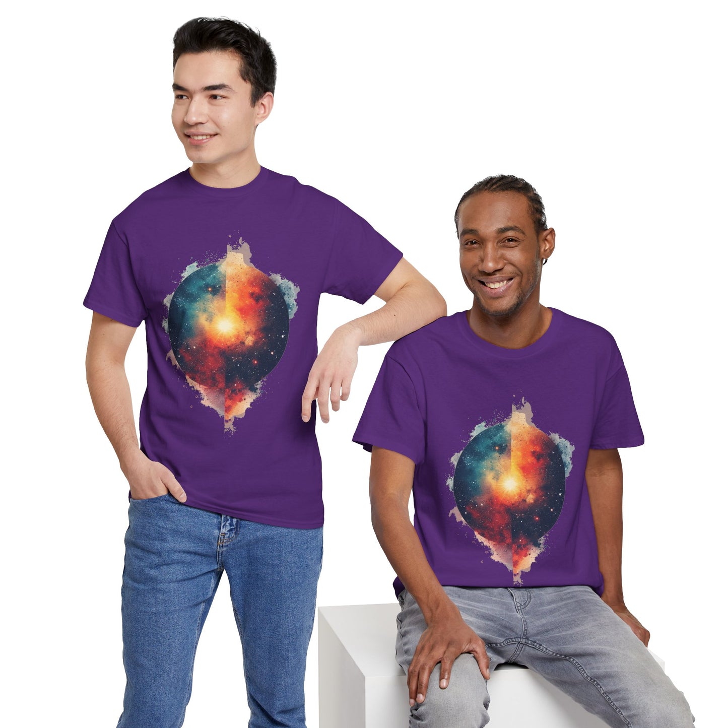 Round Galaxy w/Nebula Graphic Art Tee Shirt *Multiple Colors*