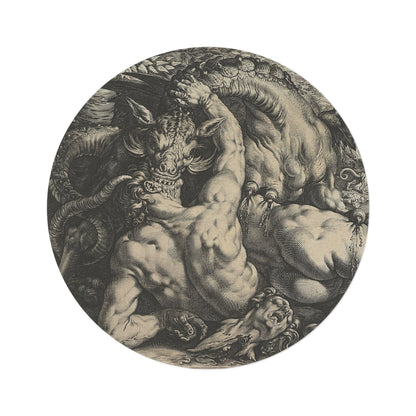 The Dragon Devouring the Companions of Cadmus - 60in Diameter Round Rug