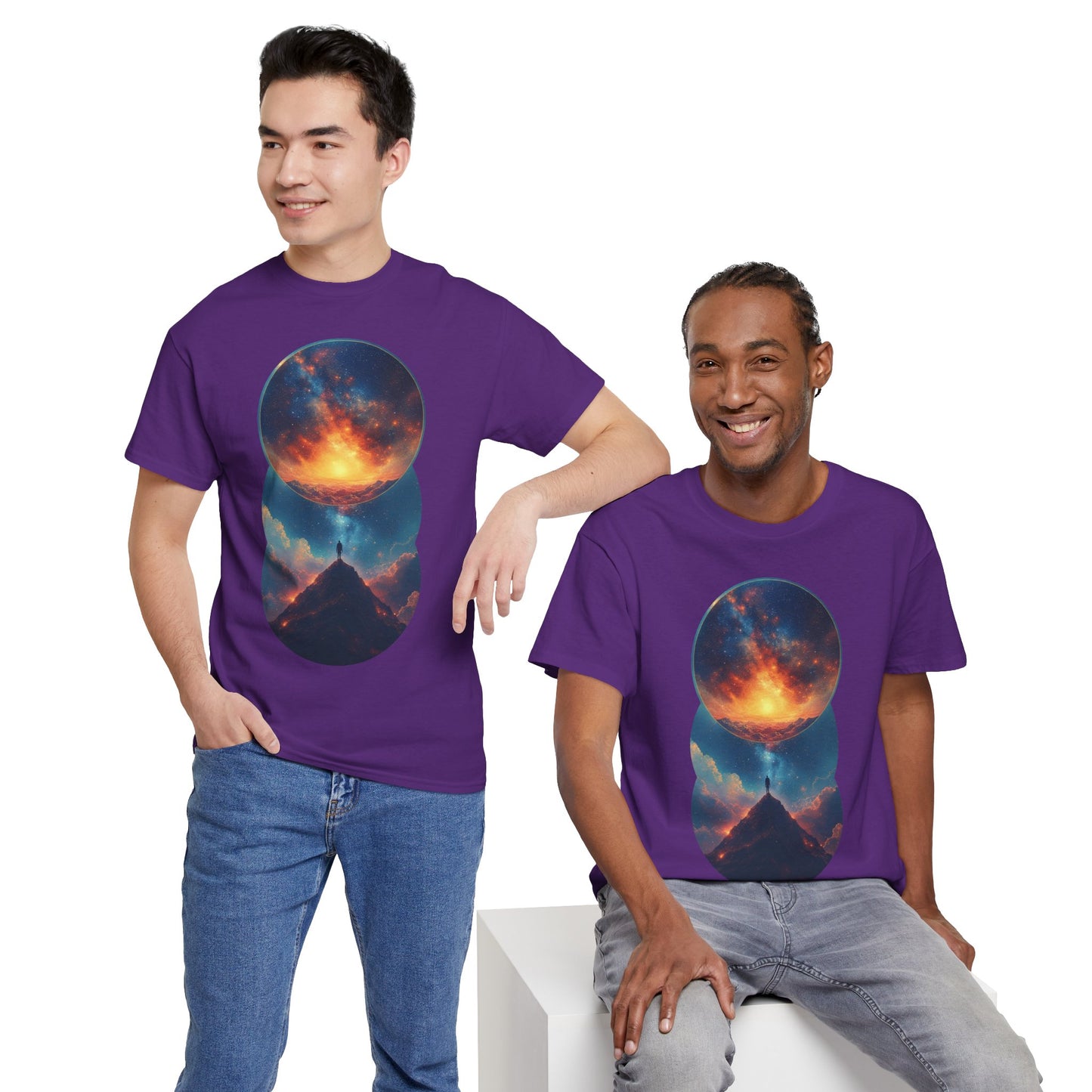 Round Cosmic Galaxy Graphic Art Tee Shirt *Multiple Colors*