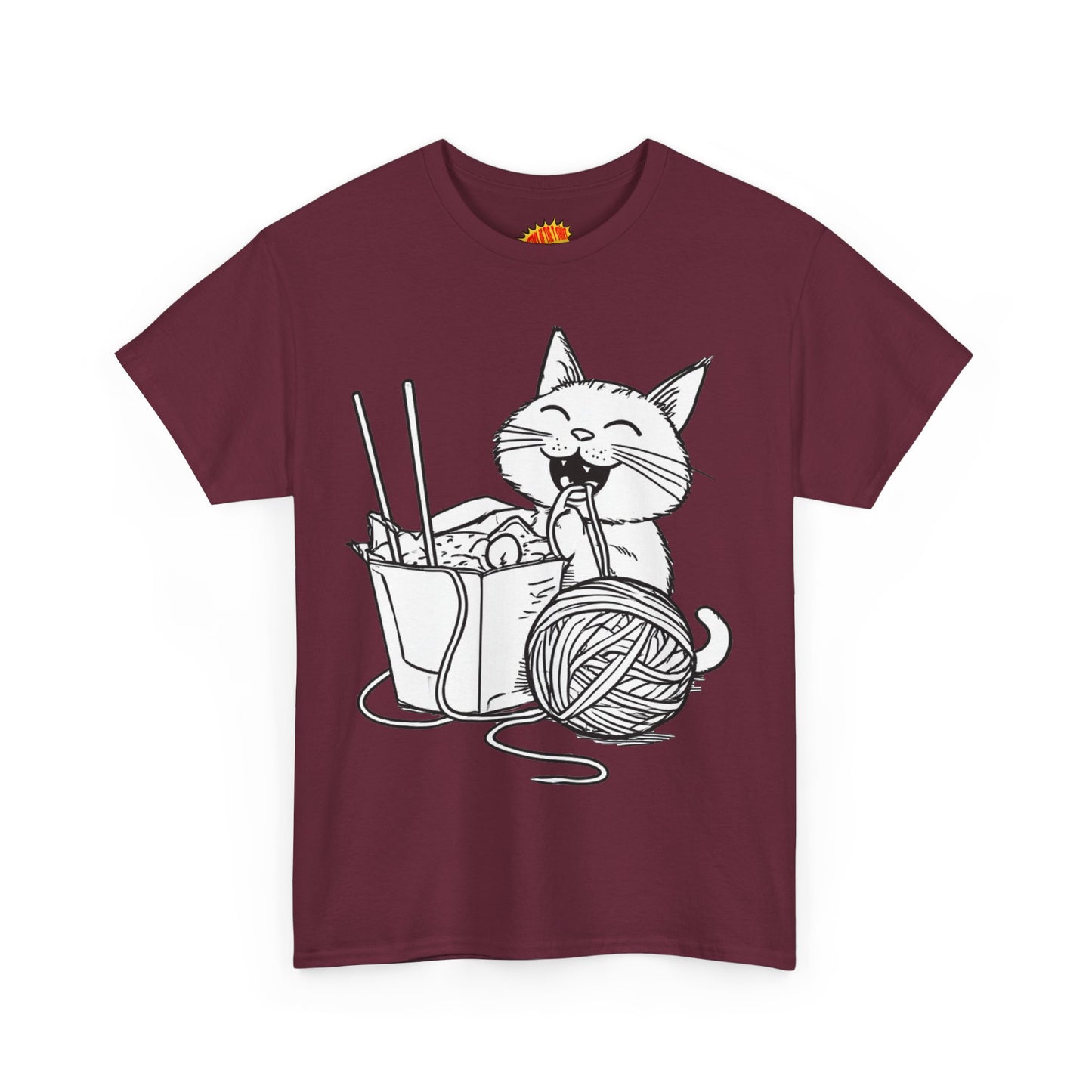 Happy Cat w/Noodles + Yarn Art Tee Shirt *Multiple Colors*