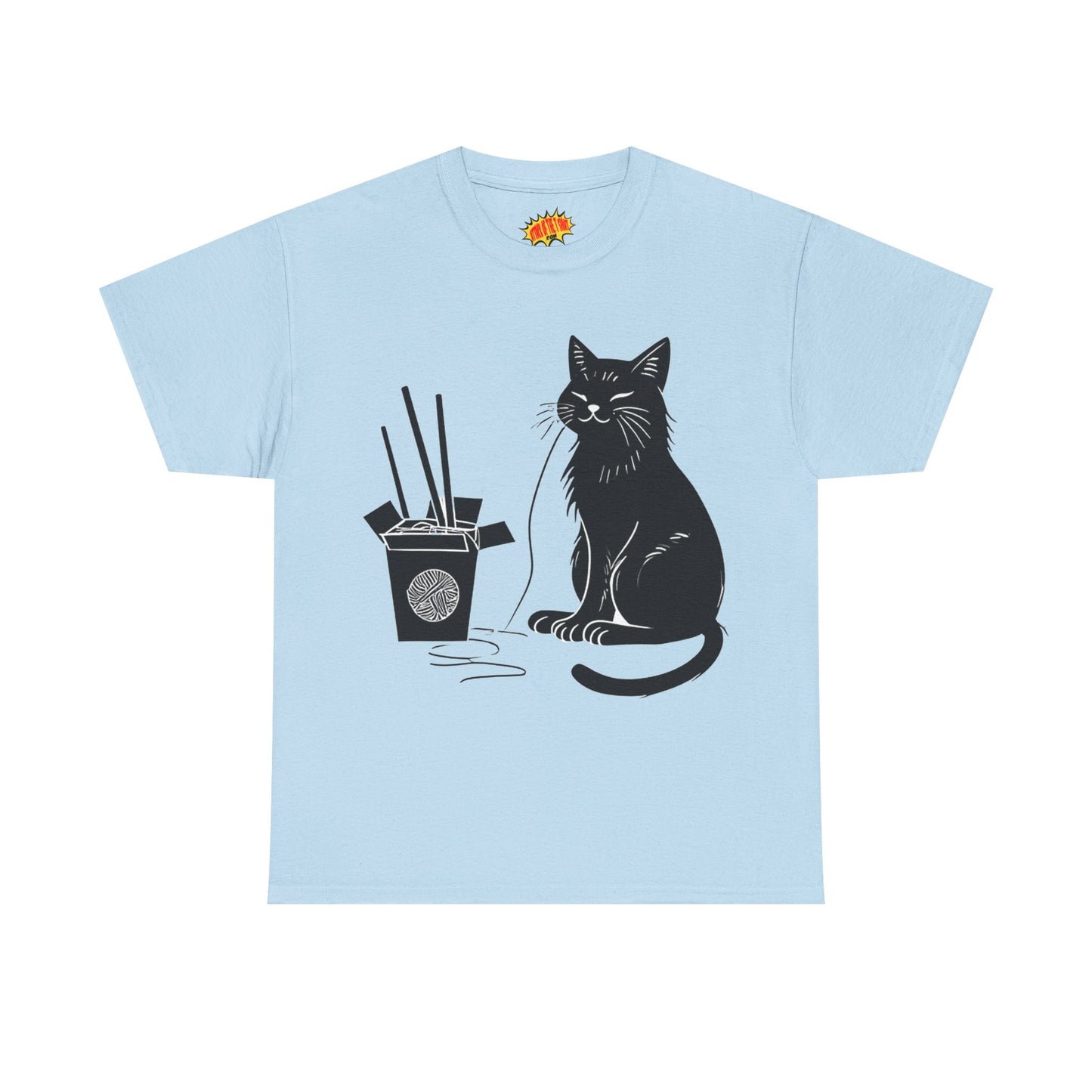 Black Cat w/Takeout Yarn Art Tee Shirt *Multiple Colors*