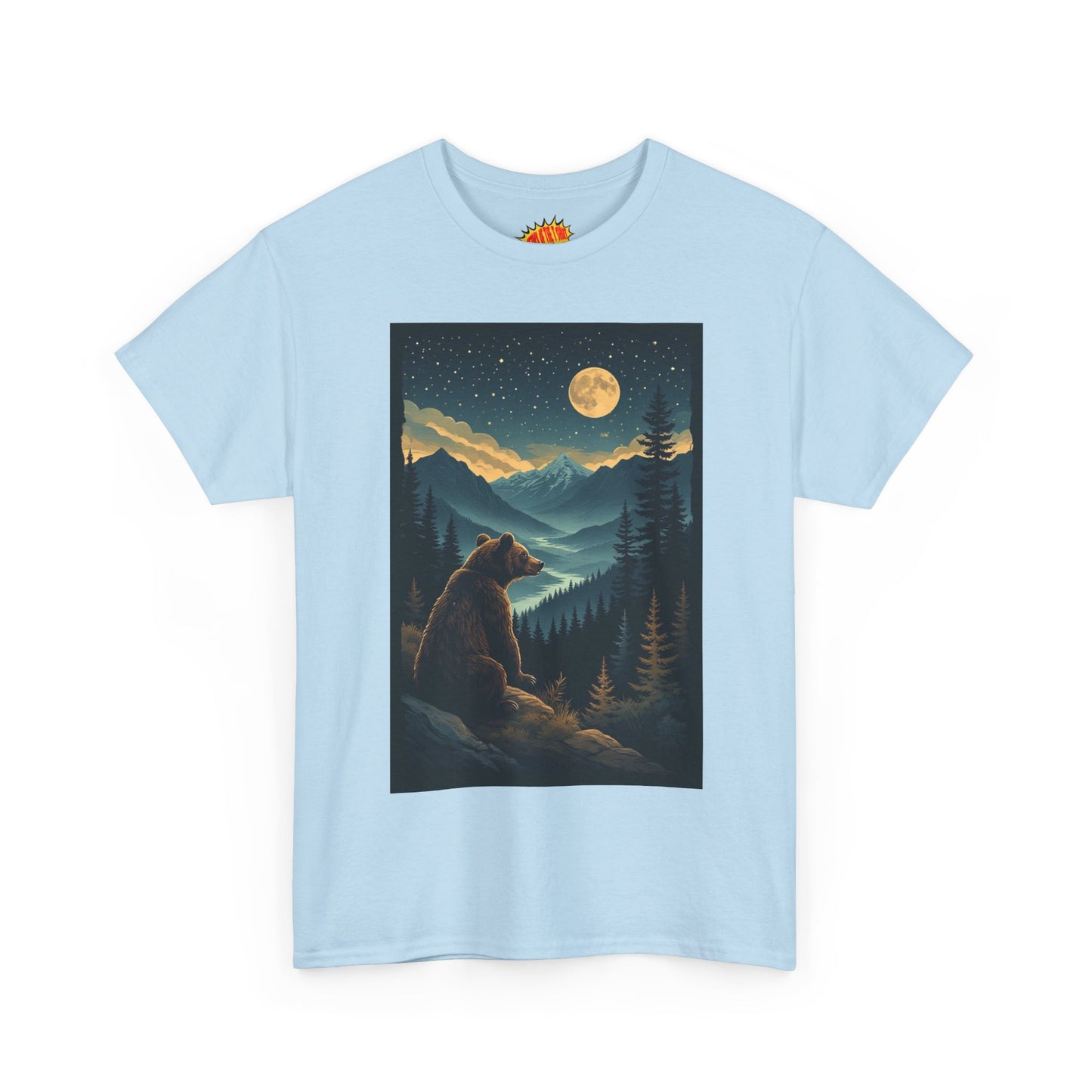 Sitting Grizzly Bear Full Moon Scene T-Shirt *Multiple Colors*