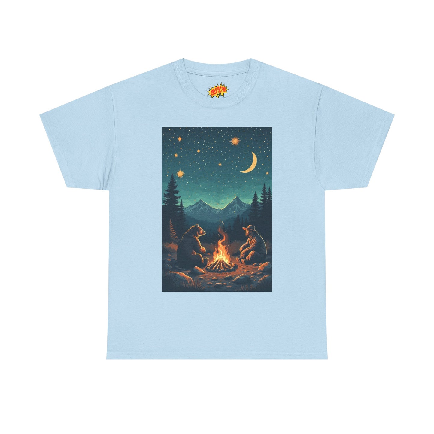 Mountain Man w/Bear Campfire Night Scene T-Shirt *Multiple Colors*
