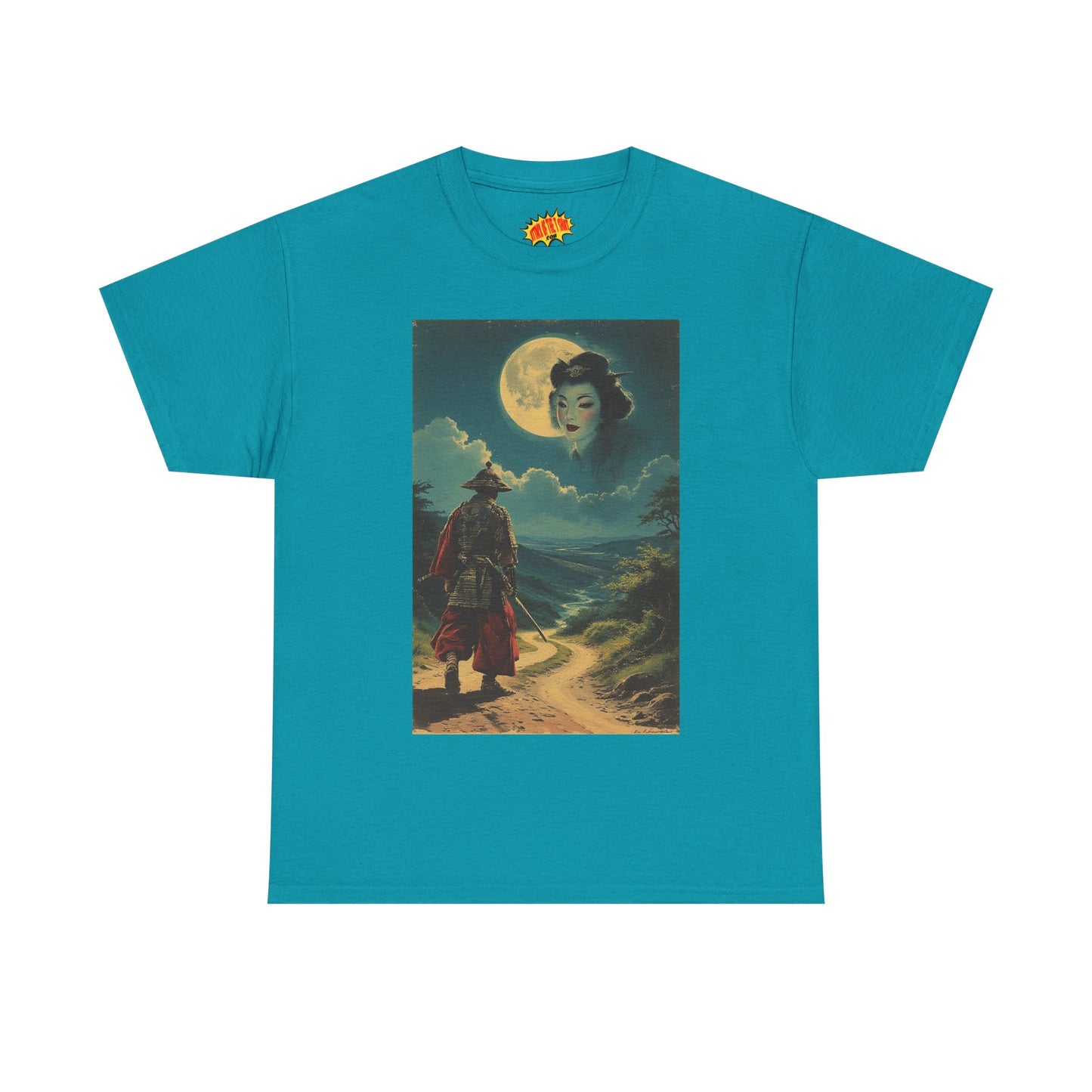 Samurai w/Full Moon Sky Geisha T-Shirt *Multiple Colors*