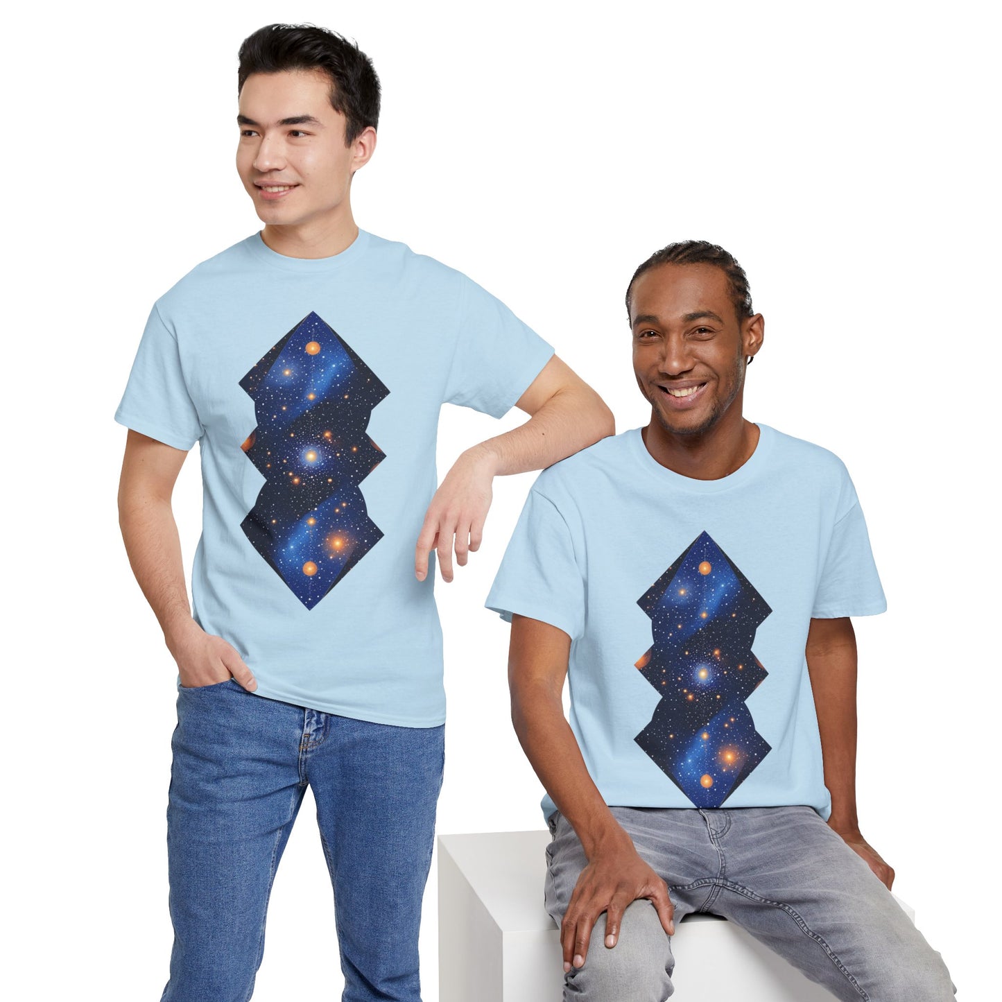 Geometric Shaped Galaxy Graphic Space Art Tee Shirt *Multiple Colors*