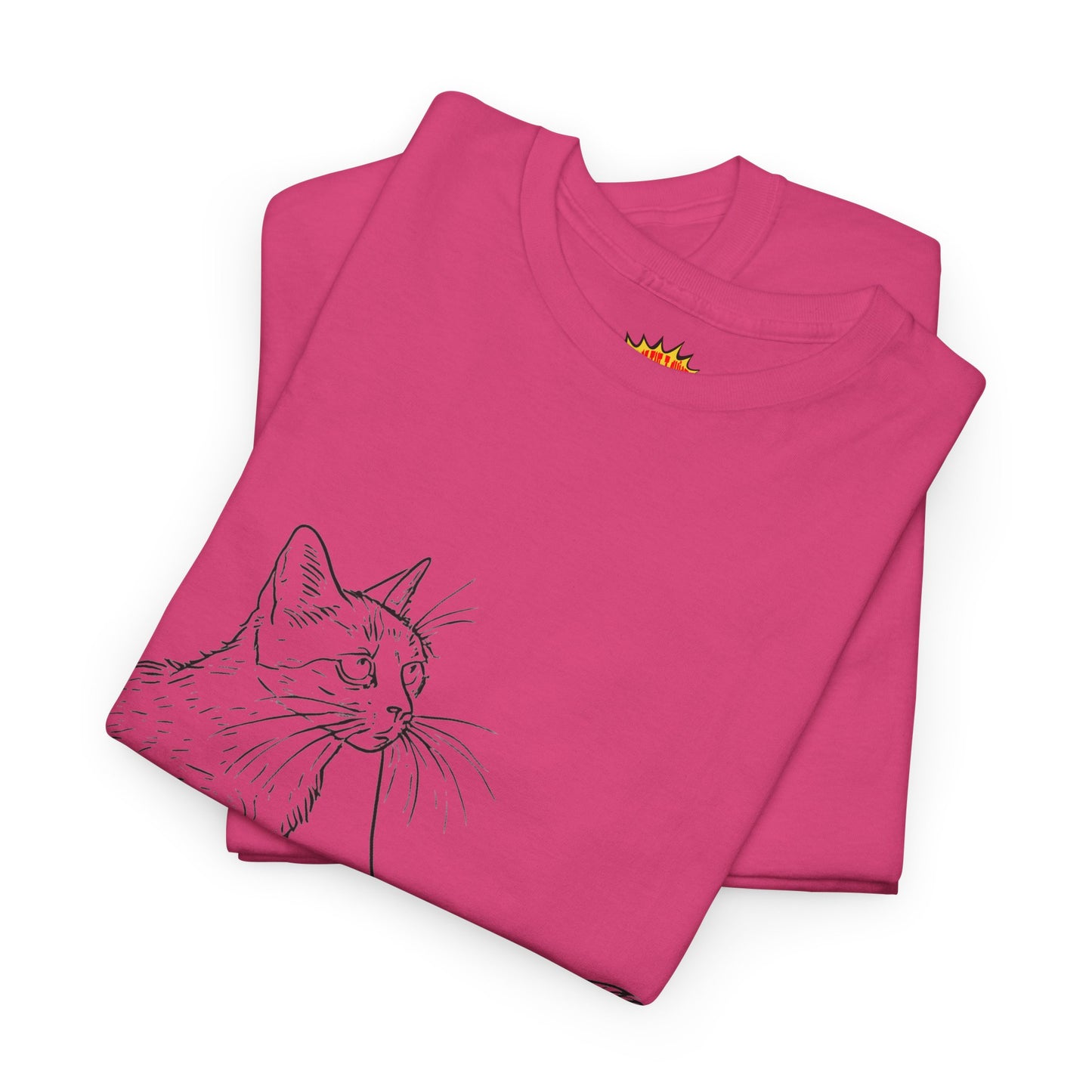 Cat w/Yarn Line Drawing Art Tee Shirt *Multiple Colors*