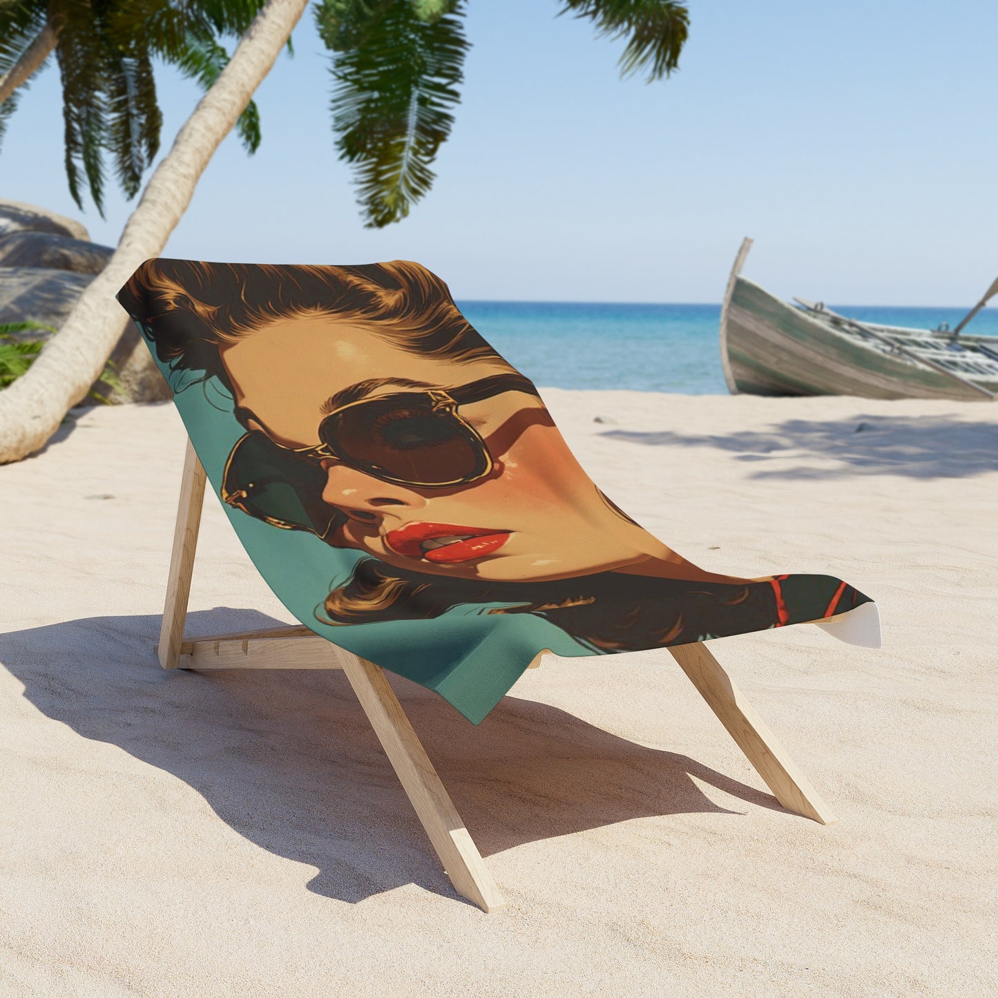 Retro Pop Art Beach Towel | Vintage Style Glamour Model Art Print Towel 2 Sizes
