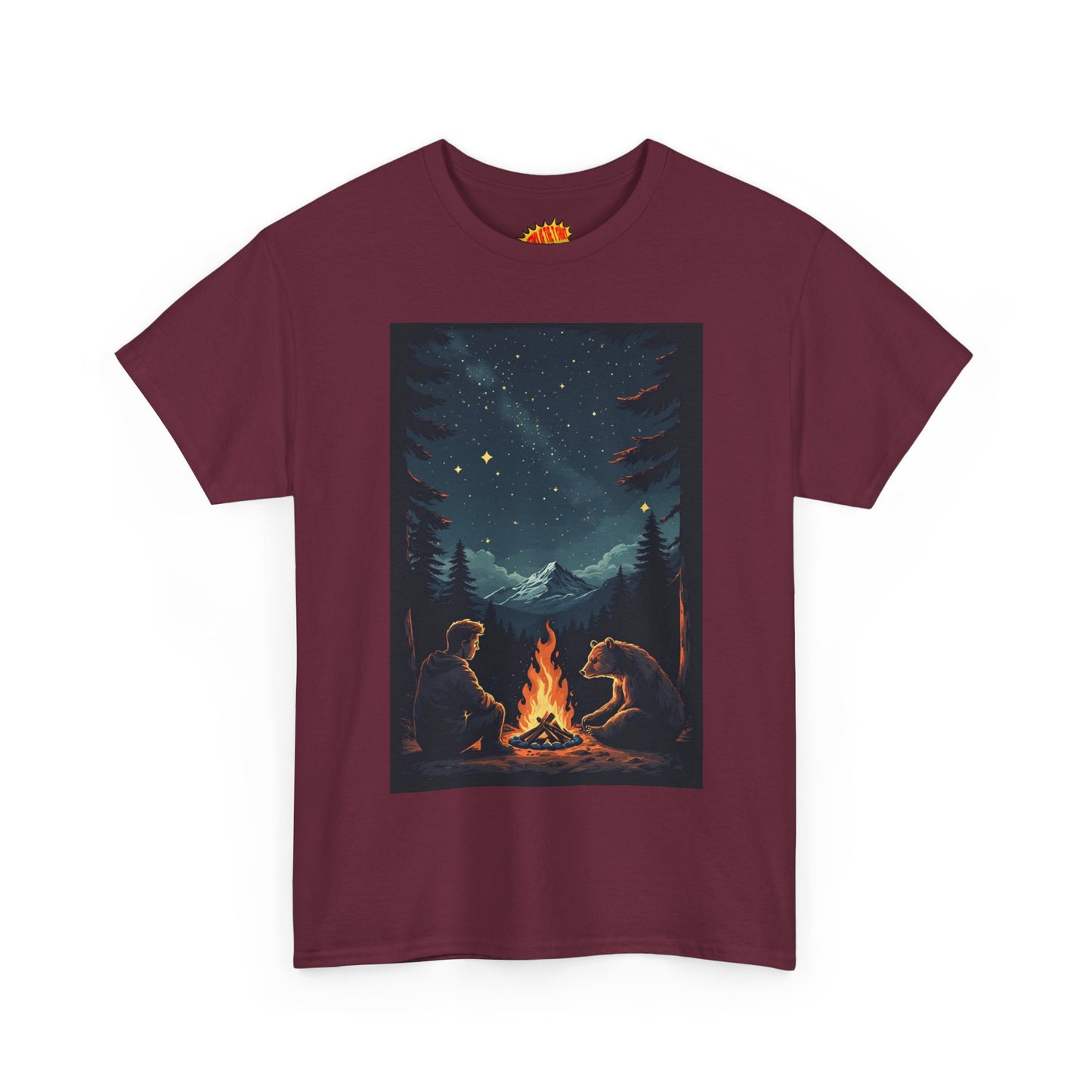 Mountain Man w/Bear Campfire Scene T-Shirt *Multiple Colors*