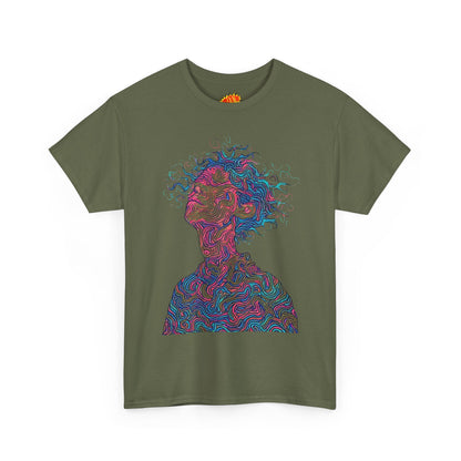 Line Drawing Multicolor Human Graphic Art Tee Shirt