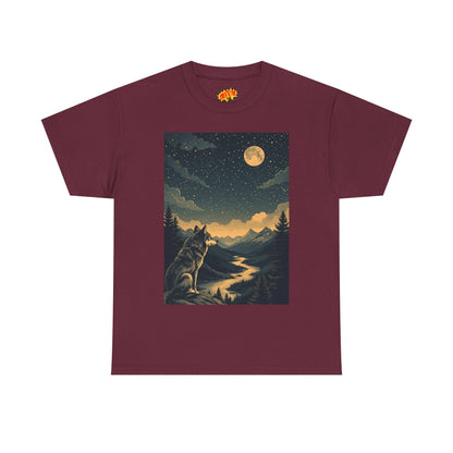 Mountain Wolf with River & Full Moon T-Shirt