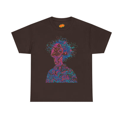 Line Drawing Multicolor Human Graphic Art Tee Shirt