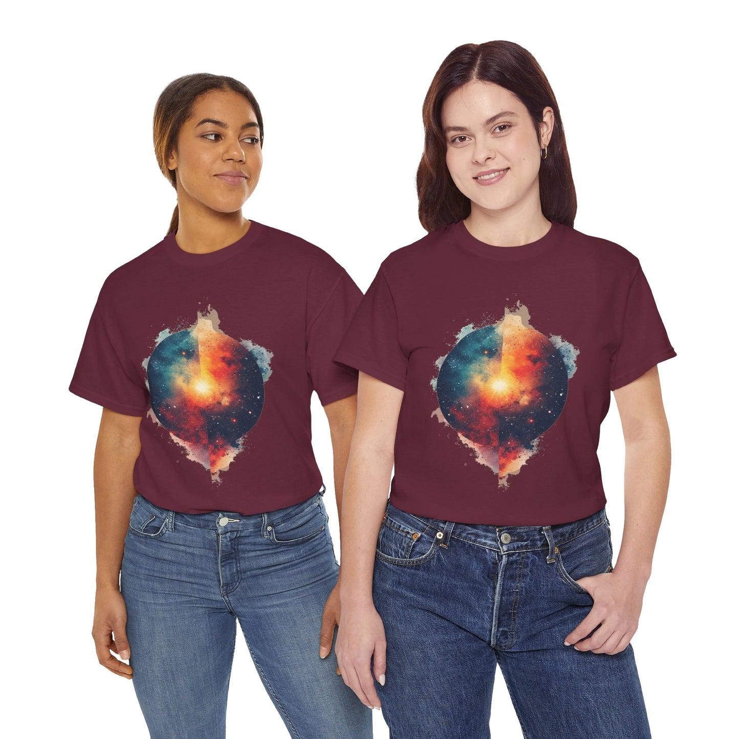 Round Galaxy w/Nebula Graphic Art Tee Shirt *Multiple Colors*