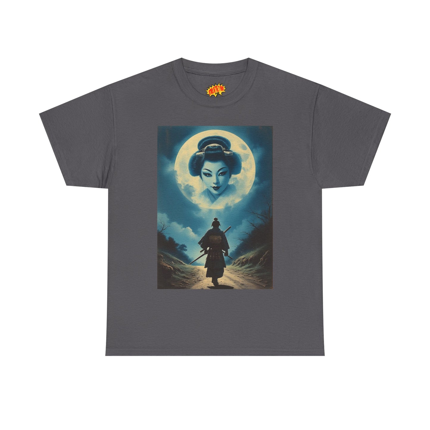 Walking Samurai w/Full Moon Geisha Woman T-Shirt *Multiple Colors*