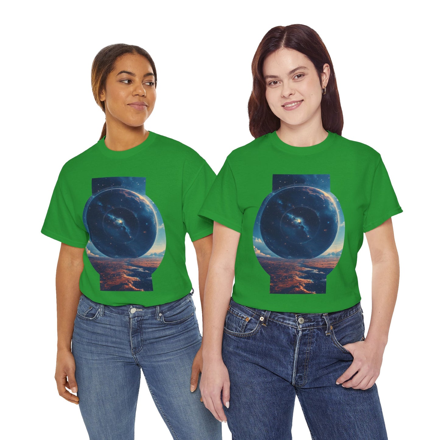 Round Galaxy Space Graphic Art Tee Shirt *Multiple Colors*